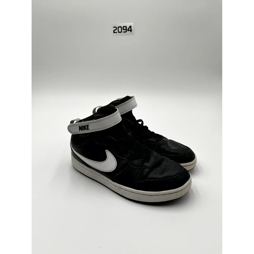 Nike Court Borough Mid 2 Unisex Kids 3 Casual Shoes Black‎ White Leather Sneaker